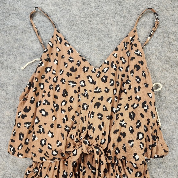 Mustard Seed Jumpsuit Women Small Allover Leopard Print Wide Leg V Neck Elastic - Picture 9 of 15